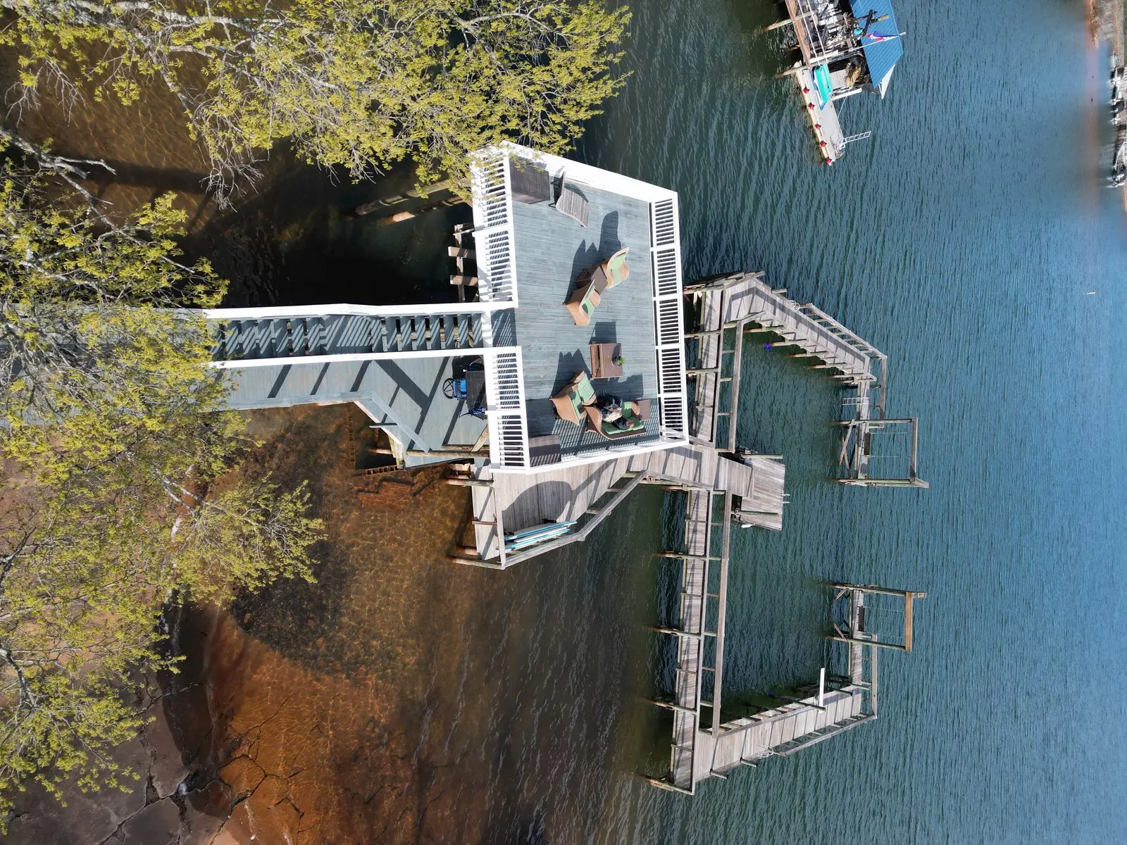 Overhead view of the dock pavilion and waterfront